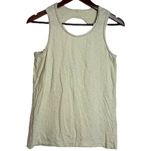 Chaser Sleeveless Tank Top Keyhole Back Vent Raw Hem Gauze Vanilla Ivory Medium